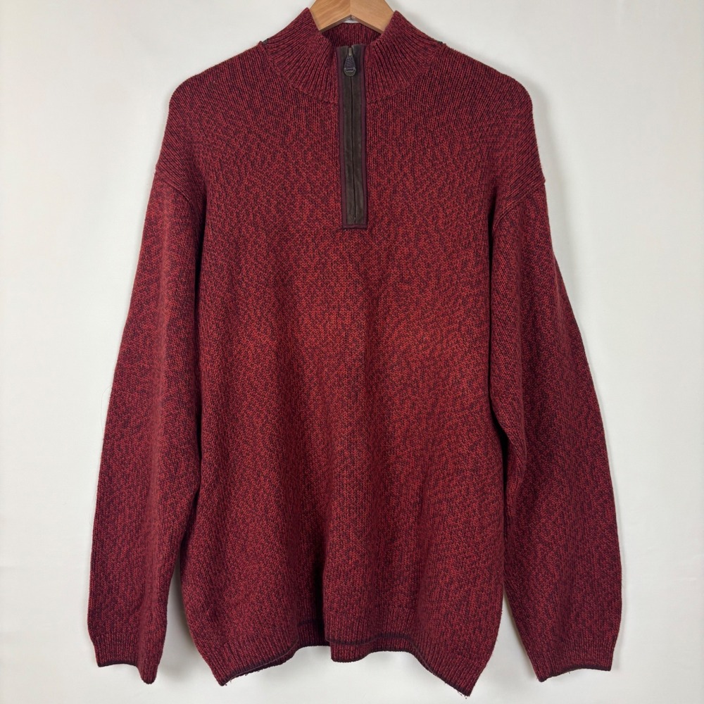 Tommy Bahama Men's Quarter Zip‎ Sweater SZ Small Cotton Wool Fall Cozy Cabincore